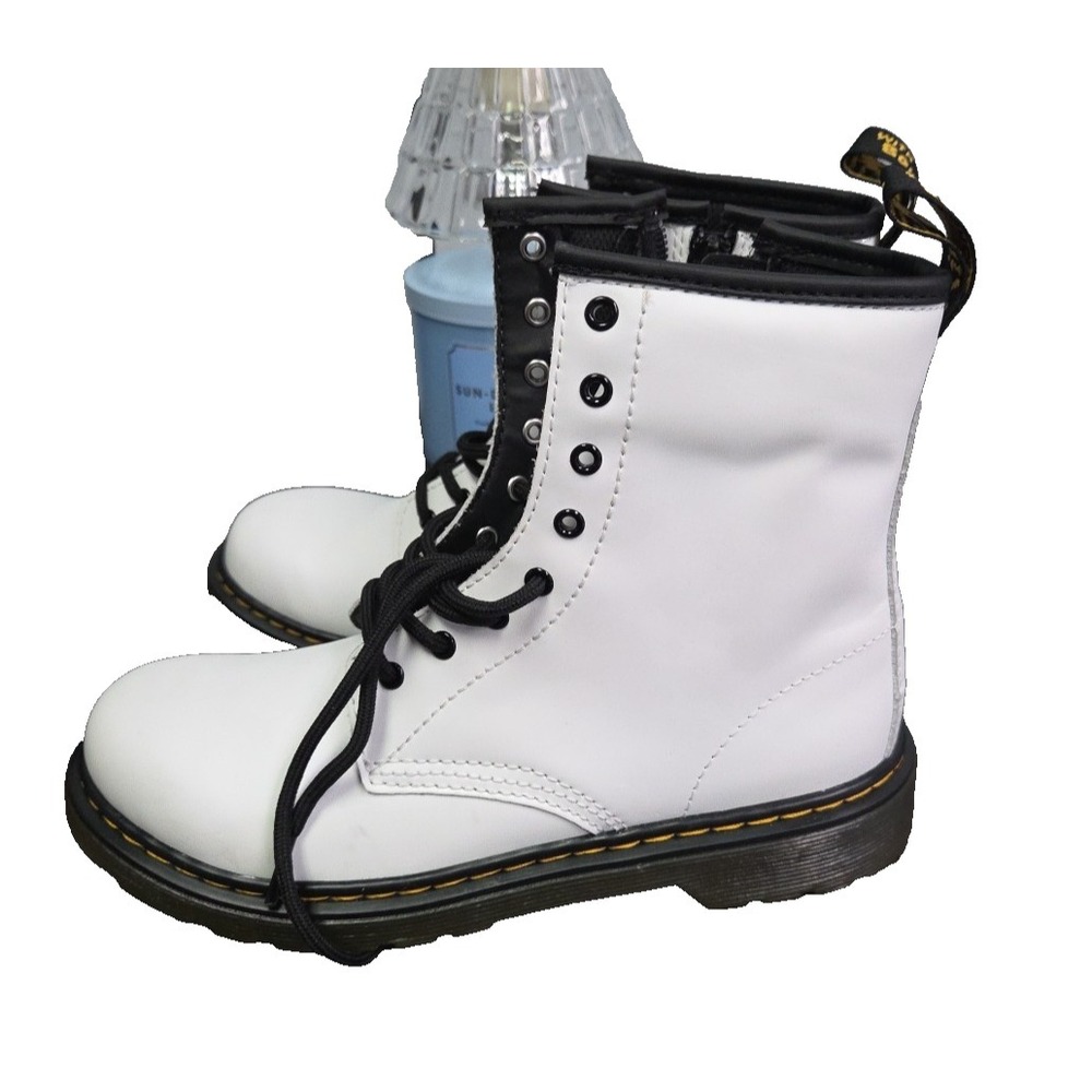 Dr. Martens Zavala Womens Lace Up Side Zip Combat Boots Size US 5 EU 37 White